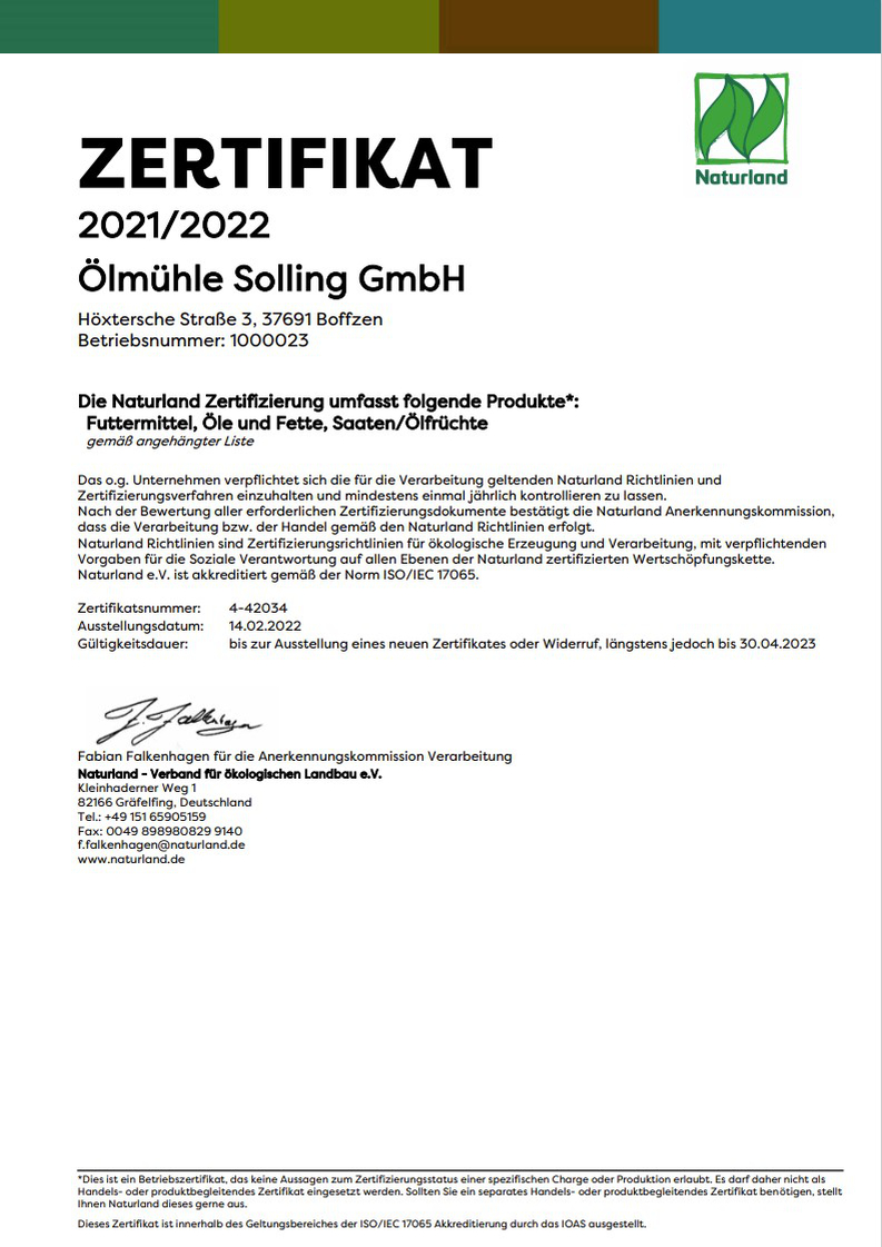 Naturland 2021 Zertifikat