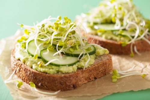 Avocado cream cheese with sprouts