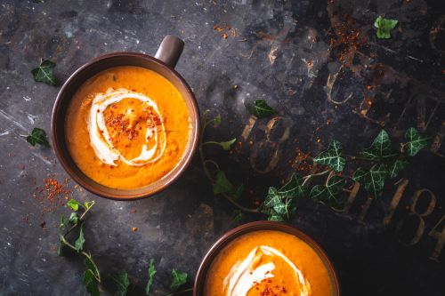 Sweet potato soup with coconut oil